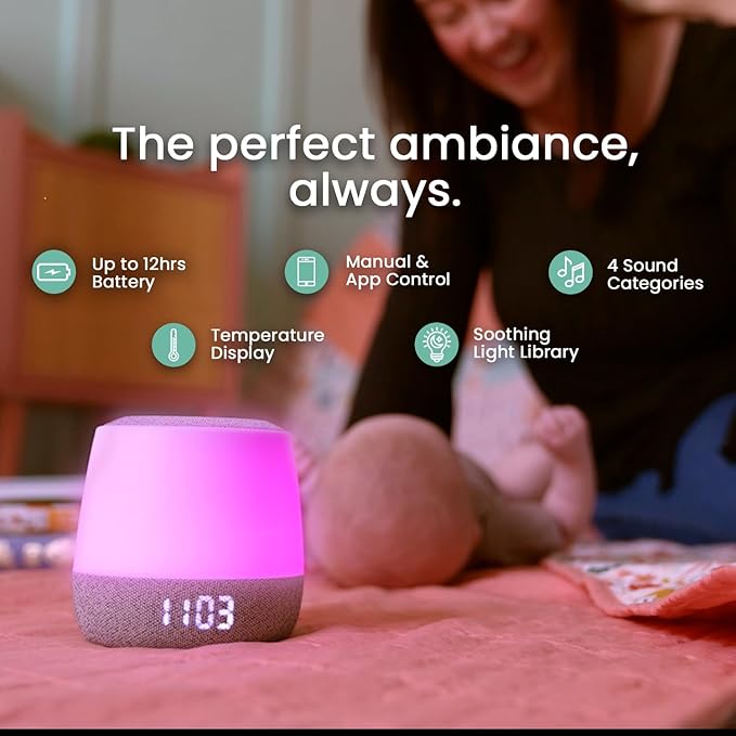 Babysense Dreamer 2.0 Baby Sound Machine with Night Light | 2nd Gen | 28 Soothing Sounds | Toddler Sleep Trainer | App-Controlled White Noise Machine | Sleep Timer | 2.4GHz WiFi | US Only - Bloomnest