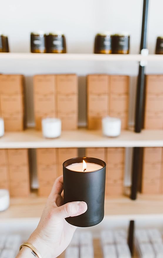 Calyan Wax Co. Seaside & Citrus Scented Candle - 75 Hour Burn - Luxury Non Toxic Soy Wax Candles - Long Lasting Black Tumbler Jar Candle for Home - 10.2oz - Bloomnest