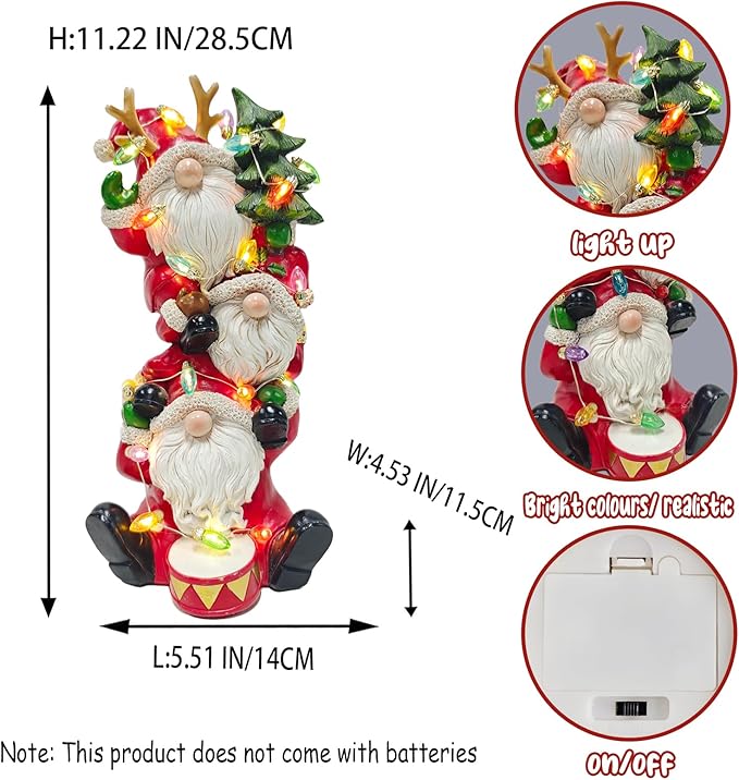 Resin Santa Figurine, Light-Up Santa Christmas Decoration Statue, Table Decorations for Indoor Party - Bloomnest