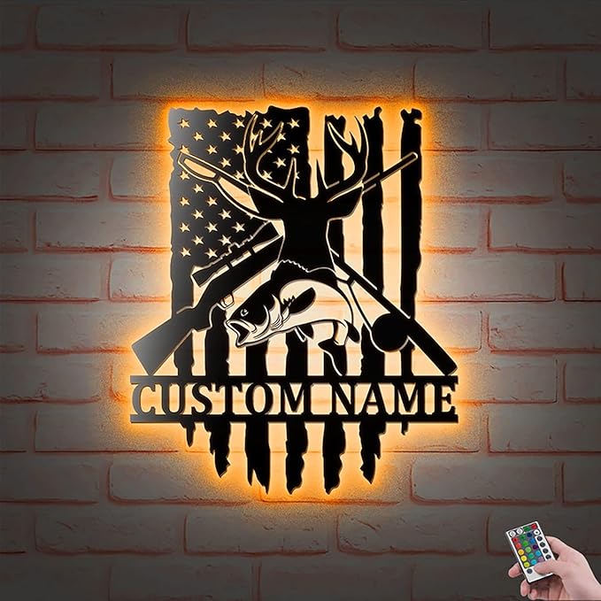 Lovely POD Personalized Hunting Metal sign, Hunting Art, Custom Goose Duck Hunter Led Lights Metal Wall Art, Personalized Hunter Name Decoration For Home, Hunting Home Decor, Father's Day Gift - Bloomnest