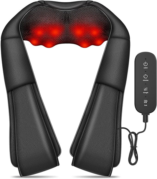 Neck Massager Back Massage with Heat,Shiatsu Shoulder Massager for Neck,Back,Shoulder,Foot and Leg Muscle Relax,Electric Deep Tissue 3D Kneading Massager,for Women Men Mom Dad