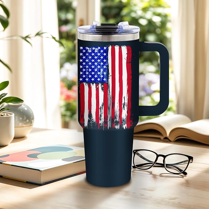 DUUV American Flag Tumbler 40 Oz, Patriotic Travel Mug for Men Dad Him, Stainless Steel Insulated Mug with American Flag, Christmas Thanksgiving Birthday Gift for Patriotic Americans, 1PCS - Bloomnest
