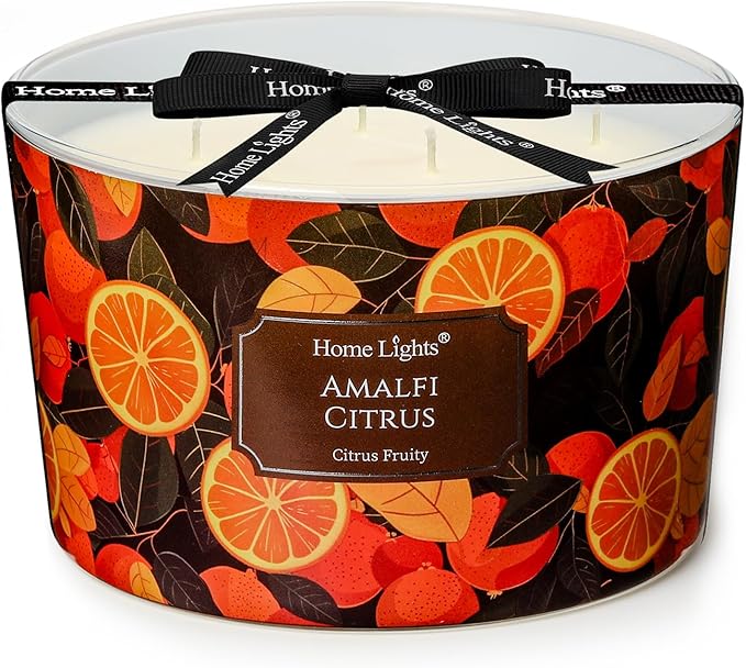 HomeLights 4-Wick Candles for Home Scented - 18oz Soy Wax Blend Candle Long-Lasting Fragrance, Eclectic Mixed Styles Home Decor and Housewarming Gifts, Amalfi Citrus - Bloomnest