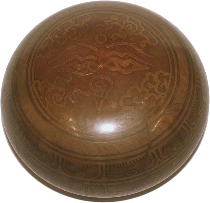 5571 SB 'C' Note Chakra Antique Tibetan Auspicious Symbol Bowl Set ~ Nepal - Bloomnest