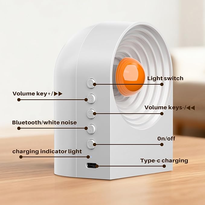 UNEEDE White Noise Sound Machine with Bluetooth Functionality, Night Light, Portable Bluetooth Speaker with Noise Canceling for Office & Sleeping, Meditation, Gathering (White) - Bloomnest
