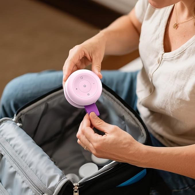 Portable Sound Machine - White Noise Sound Machine for Baby, Travel Donut Sound Machine for Sleep, 15 Soothing Sounds & 7 Colors Night Light, Breathing, Baby Shusher, Registry Gift, Pink