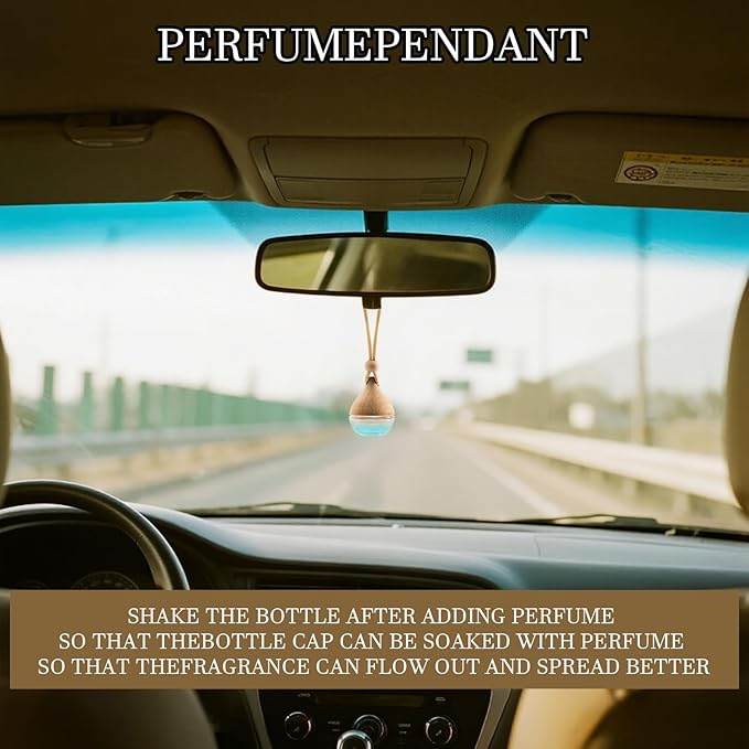 Refillable Car Air Freshener Hanging Diffuser, Empty Glass Bottle with Reed Sticks for Essential Oils, Car Scent Diffuser and Aromatherapy Pendant Decor for Women and Men (4PCS) - Bloomnest