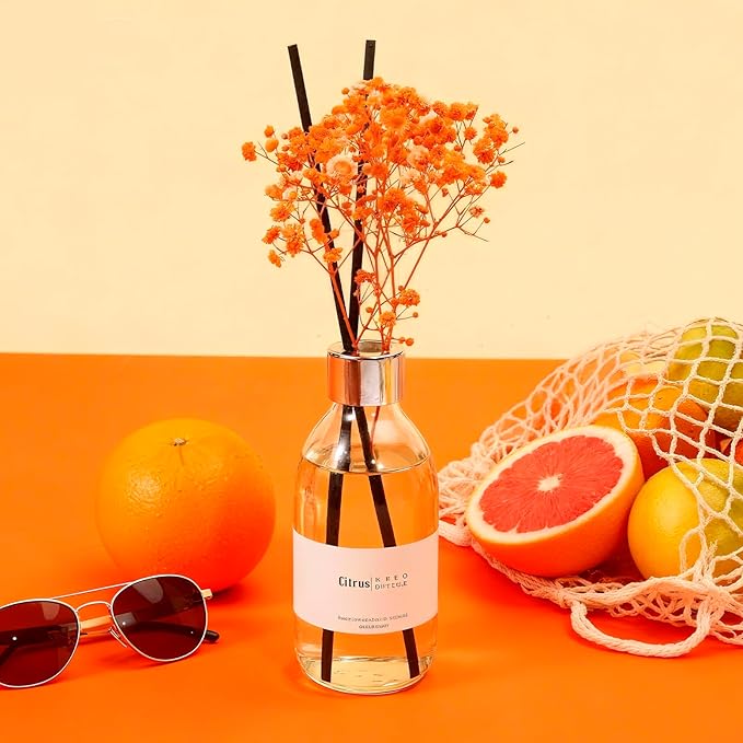 Clesh Reed Diffuser Set, 6.7 oz Citrus Scented Diffuser with Sticks, Home Fragrance Reed Diffuser for Bathroom Shelf Decor - Bloomnest
