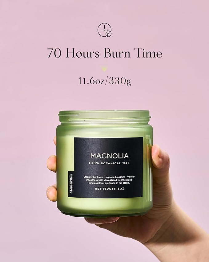 M&SENSE Magnolia Jasmine Spring Scented Candle, 11.6oz 70 Hours Long Lasting Clean Non Toxic All Natural Soy Wax Candle for Relaxing & Stress Relief, 2 Wick Romantic Fragrance Gifts for Home Decor - Bloomnest