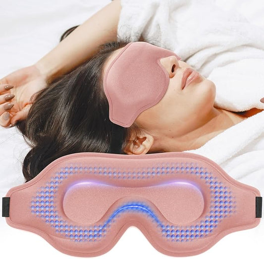 Weighted Eye Mask for Sleeping, 3D Contoured Sleep Mask Blackout with Adjustable Strap, Lash Extensions Sleeping Mask for Travel, Eye Cover Blindfold for Men Women (Pink, 4.6oz) - Bloomnest