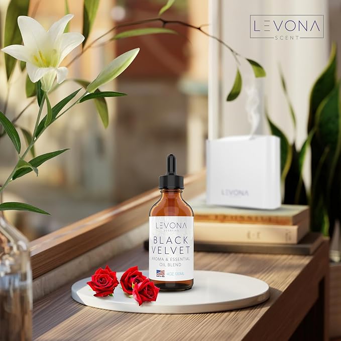 Levona Scents Oil Diffuser Essential Oils: Fragrance Oil for Diffuser - Black Velvette Diffuser Oils Scents - Woody Citrus with Herbal Floral Essential Oil Blends, Oakmoss, White Musk & Sandalwood LEVONASCENT
