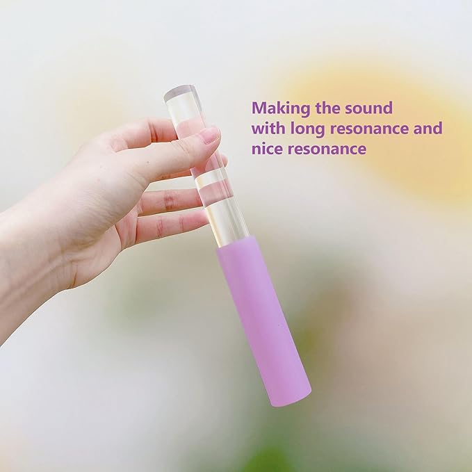 Singing Bowl Mallet Clear Solid Acrylic Base Rubber Striker Mallet for Playing Quartz Crystal Singing Bowls with Bundle Pocket(Purple) - Bloomnest
