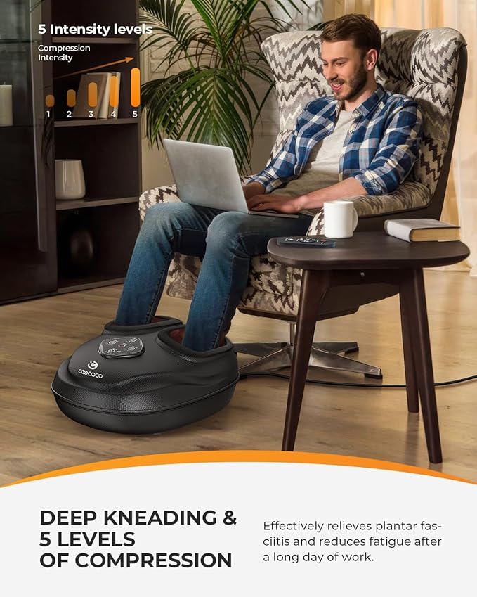 CooCoCo 2025 Upgrade Shiatsu Foot Massager with Heat, FSA Eligible Feet Massager for Plantar Fasciitis & Neuropathy, Foot Warmer with Kneading, Rolling, Compression, Remote Control - Bloomnest