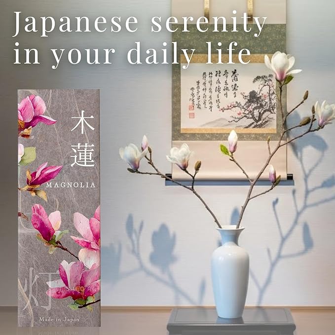Magnolia Premium Japanese Incense Sticks 60sticks Coreless Low Smoke Natural Charcoal Free Non Toxic Temple Kyoto Aroma Aromatherapy Meditation Calming Stress Relief Relaxation Yoga Zen TOMORI VECTillJapan-TOMORIofficial-