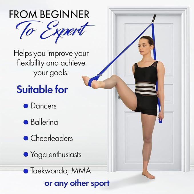 Stretching Strap With Door Anchor - Stretching Equipment to Improve Legs Flexibility - Splits Trainer For Home Ideal In Ballet, Dance, Cheerleading, Taekwondo, Yoga, Pole Dancing & Gymnastics - Bloomnest