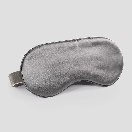 22mm Mulberry Silk Beauty Sleep Mask with Velvet Band & Travel Pouch, Light Blocking, Hair & Skin Friendly,Grey, Gift Packaging - Bloomnest