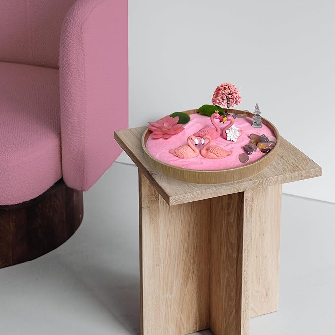 Flamingo Zen Garden for Desk - Pink Flamingo Decor, Sand Tray Therapy Kit for Desk and Office, Cute Japanese Décor Gift for Women, Mini Zen Garden for Relaxation and Stress Relief - Bloomnest