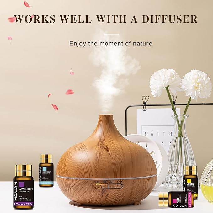 MAYJAM Top 28 Essential Oil Set for Diffuser Massage, 24x5ml Essential Oil Singles, 4x10ml Essential Oil Blends for Home Office Yoga - Bloomnest
