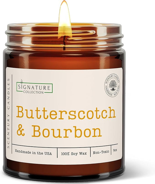 Butterscotch & Bourbon Scented Candle, Many Scents to Choose from, All Natural Non-Toxic Soy Wax, Handmade in The USA (Butterscotch & Bourbon) - Bloomnest