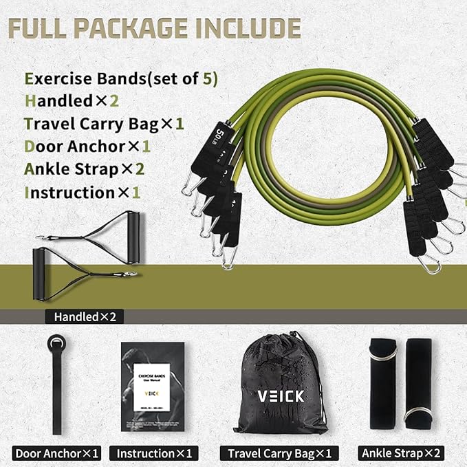VEICK Resistance Bands, Exercise Bands, Workout Bands, Resistance Bands for Working Out with Handles for Men and Women, Exercising Bands for Fitness Weights Work Out at Home - Bloomnest