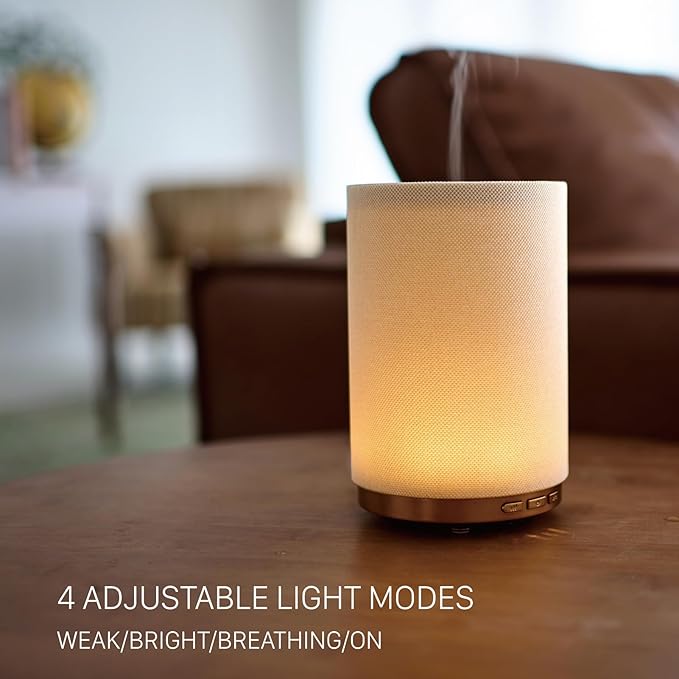 Fabric Essential Oil Diffuser, 110ml Aroma Diffuser with Night Light, 2 Mist Modes, 3 Light Settings, 4 Timer Modes, Auto Shut-Off, for Home Office Bedroom Decor - Bloomnest