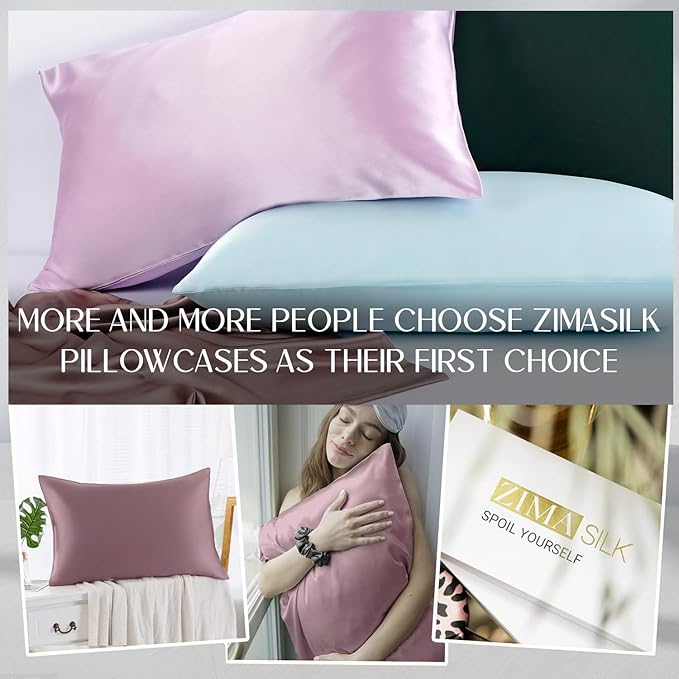 ZIMASILK 100% Pure Mulberry Silk Pillowcase for Hair and Skin Health,Soft and Smooth,Both Sides Premium Grade 6A Silk,600 Thread Count,with Hidden Zipper,1pc(Standard 20''x26'',Dark Mauve) - Bloomnest