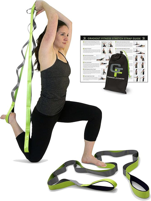 Gradient Fitness Stretching Strap for Physical Therapy, 12 Multi-Loop Stretch Strap 1.5" W x 8' L, Neoprene Handles, Physical Therapy Equipment, Yoga Straps for Stretching, Leg Stretcher. - Bloomnest