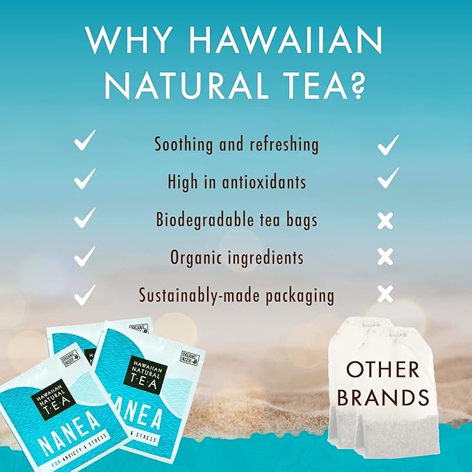 Nanea Chamomile Tea, Caffeine-Free Herbal Tea, All-Natural and Wellness Tea, Calming Hot Tea, Vegan and Keto-Friendly, 60 Tea Bags, 36 g -Hawaiian Natural Tea - Bloomnest
