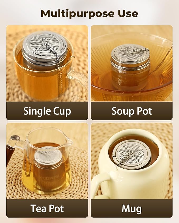 House Again Large Tea Infuser with Scoop, Extra Fine Mesh Tea Strainers for Loose Tea & Spice Infuser for Cooking, 304 Stainless Steel, Loose Leaf Tea Steeper for Brew Tea Spices & Seasonings - Bloomnest