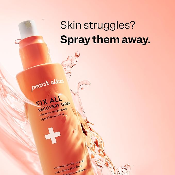 Peach Slices - Fix All Recovery Spray (4 oz) - Purify, Soothe, & Relieve - Zits, Stressors, & Redness - Hypochlorous Acid Spray - Electrolyzed Water - Vegan & Cruelty Free - Korean Skin Care & Beauty - Bloomnest