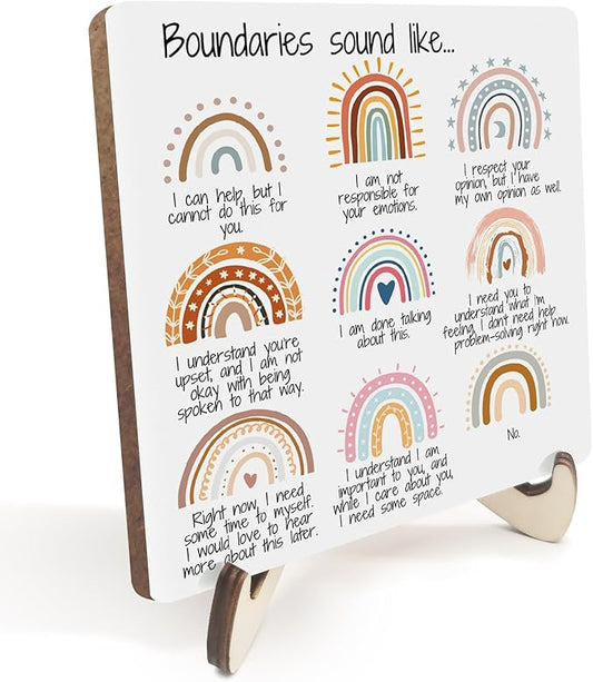 Motivational Mental Health Office Decor Rustic Desk Decor Therapy Office School Counselor CBT DBT School Psychology Therapist Counseling Wood Sign for Coworker Home Rainbow Plaque with Wood Stand - Bloomnest
