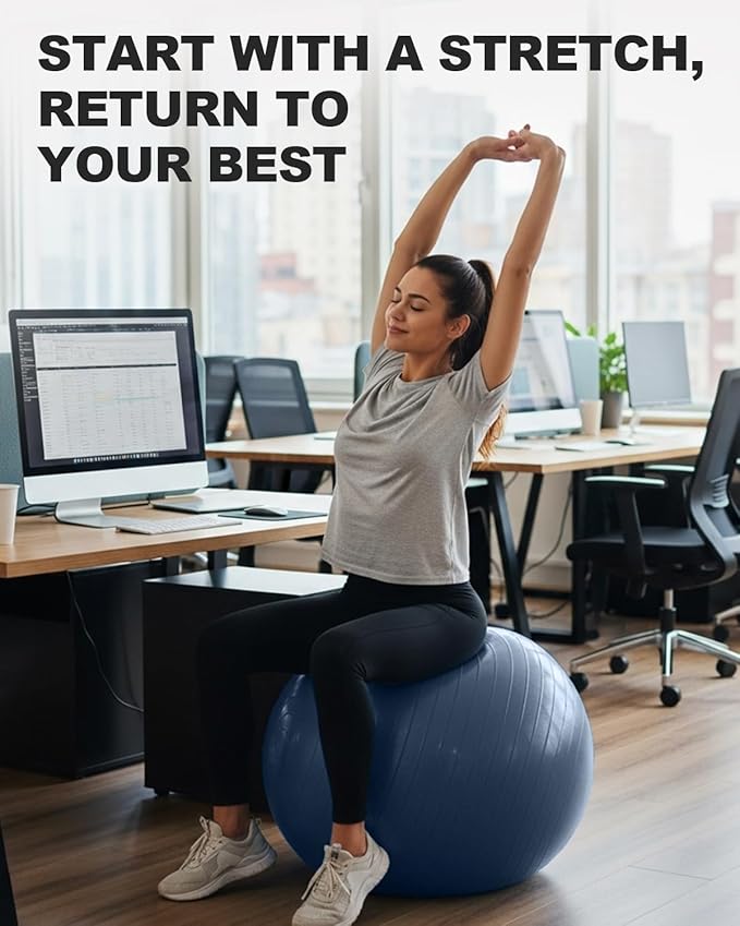 Trideer Exercise Ball for Yoga, Pilates & Fitness – Stability Ball Equipment for Home Gym & Office Chair, Core & Balance Training Accessories, Physical Therapy Equipment, Quick Pump Included, 5 Sizes - Bloomnest