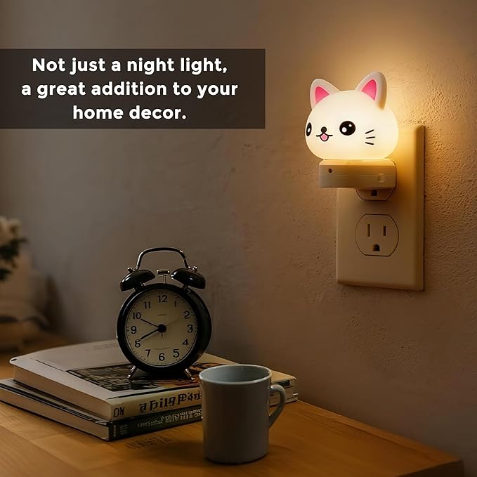 L LOHAS LED Plug in Night Light for Kids, 3D Cute Cat Night Lights with Dusk to Dawn Sensor, RGB+Soft White 3000K Cat Night Light, Christmas Birthday Gift Nightlight for Kids, Room Decor - Bloomnest