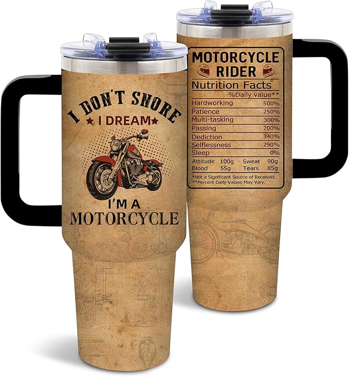 DUUV Motorcycle Gifts for Men, Christmas Thanksgiving Birthday Gifts for Motorcycle Lovers Dad Brother Husband, Motorcycles Riders Men Gift Vacuum Insulated Tumbler 40 Oz With Handle and Straw, 1PCS - Bloomnest