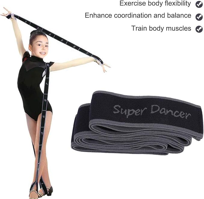 Exercise Strap, Yoga Stretch Assist Strap with 8 Numbered Loops, Band for Yoga Pilates Dance and Gymnastics Workout, Kids Dancing Assistance(Grey) - Bloomnest