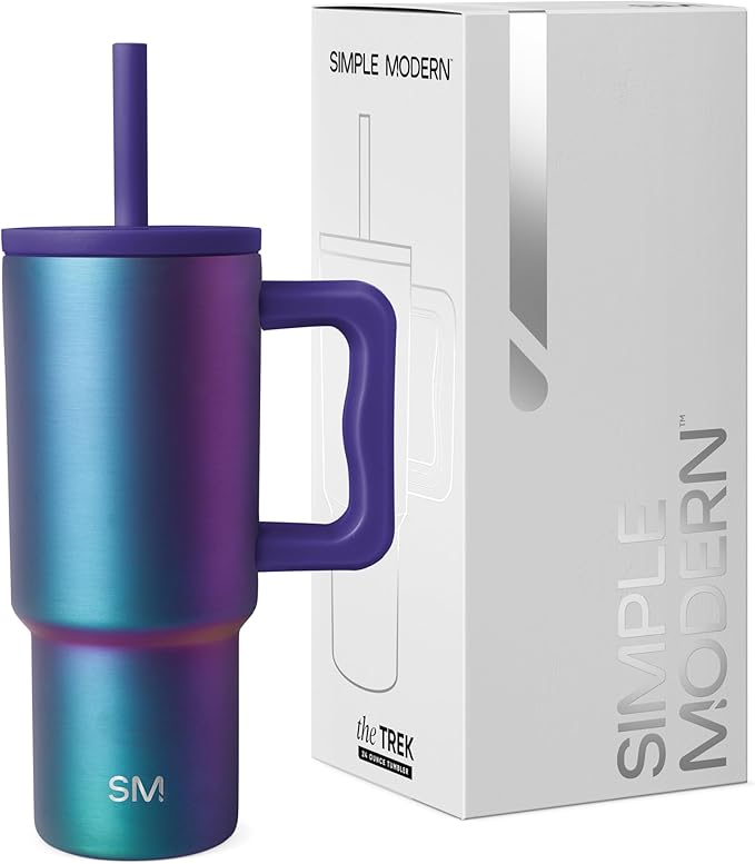 Simple Modern Kids 24 oz Tumbler with Handle and Silicone Straw Lid | Spill Proof and Leak Resistant | Reusable Stainless Steel Bottle | Gift for Kids Boys Girls | Trek Collection | Prism (Pack of 12) - Bloomnest