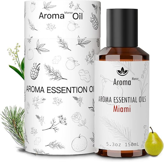 Diffuser Oils Scents - Miami Essential Oil Blend - Luxury Hotel Inspired Home Aromatherapy Diffuser Oil - Pear, Lily of The Valley - for Diffuser, Humidifier, Ultrasonic, Reed - 150ML - Bloomnest