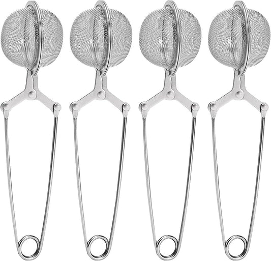 Tea Strainers for Loose Tea, 4 Pack Tea Infuser with Handle Fine Mesh Tea Ball Filter Tea Diffusers Steeper for Loose Leaf Tea, Spices, Seasonings
