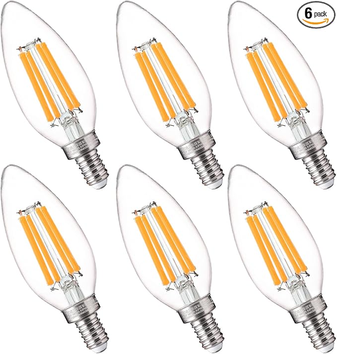 FLSNT 100W Equivalent LED Candelabra Bulbs, 800LM Dimmable B11 E12 LED Chandelier Light Bulbs, 5.5W, 2700K Soft White, 6 Pack - Bloomnest