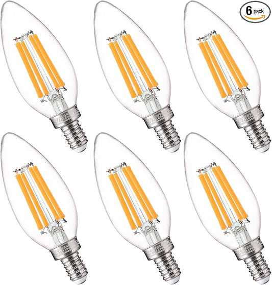 FLSNT 100W Equivalent LED Candelabra Bulbs, 800LM Dimmable B11 E12 LED Chandelier Light Bulbs, 5.5W, 2700K Soft White, 6 Pack - Bloomnest