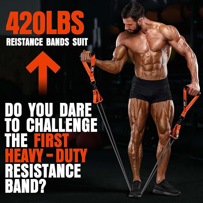 Heavy Resistance Bands for Working Out, 300LBS Exercise Bands with Handles, Workout Bands for Men, Weight Fitness Bands Set for Muscle Training, Strength, Slim, Yoga, Home Gym Equipment - Bloomnest