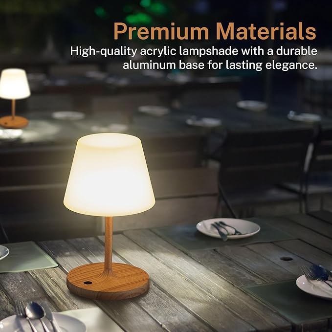 Cordless Lamp, 5000mAh Battery Operated Rechargeable Table Lamp with Power Bank, Touch Dimmable 3 Color Temperatures, IP44 Waterproof Shower Lamp for Kitchen, Bathroom, Indoor Or Outdoor Use 9.6in - Bloomnest