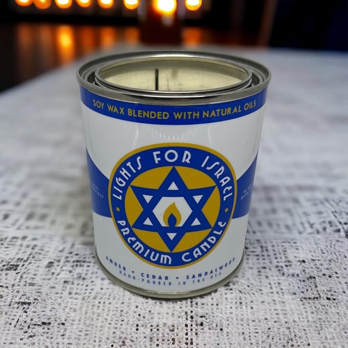 Long-Burning, One-Pint Premium Candles for Men | Vintage Inspired Oil Can Design | Soy Wax, Vegan Friendly, Made in The USA | Fury Bros. | Classically Cool (Lights for Israel) - Bloomnest