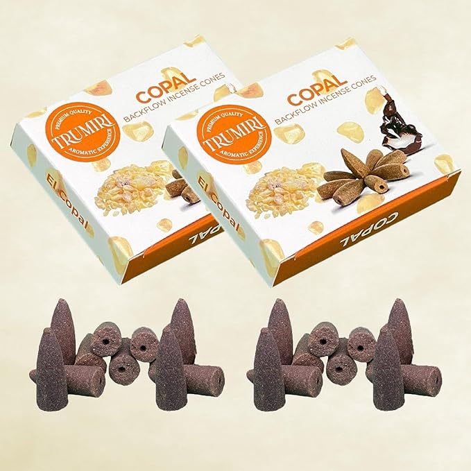 Copal Backflow Incense Cones - 60 Cones, Six Packs of 10, Waterfall Effect TRUMIRI