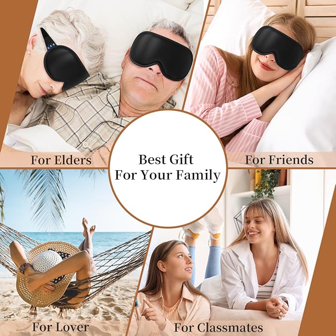 Easysleep 3D Sleep Mask Sleep Headphones White Noise Sleep Eye Mask with 31 Soothing Sounds 3 Timer Soft Adjustable Light Blocking Eye Cover Long Playtime for Sleeper Men Women Travel Gift - Bloomnest