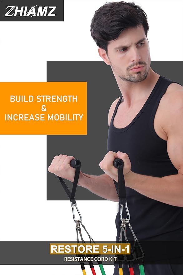 Resistance Bands with Handles, Single Resistance Bands, Exercise Bands with Handles, for Resistance Training, Physical Therapy, Home Workouts, Fitness, Pilates - Bloomnest