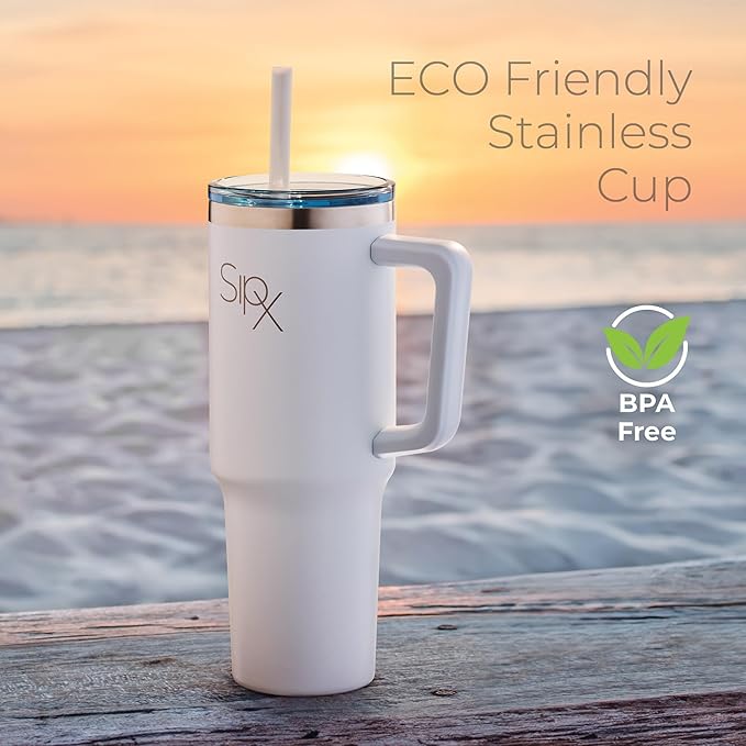 SIPX™ Insulated Tumbler With Lid And Straw, 40oz. Tumbler With Handle Keeps Cold 12 Hours, Water Bottle Thermos With Lid, BPA-Free Reusable Insulated Coffee Tumblers, Travel Mug Great For Beach Party - Bloomnest