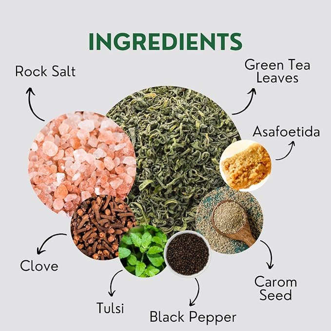 Tea Leaf & Co. Detox Kahwa Green Tea Bags (50 Count), Green Tea with Ginger, Tulsi & Rock Salt, Caffeinated, Natural Green Tea, Blended with Fresh Herbs and Spices, Gluten Free - Bloomnest