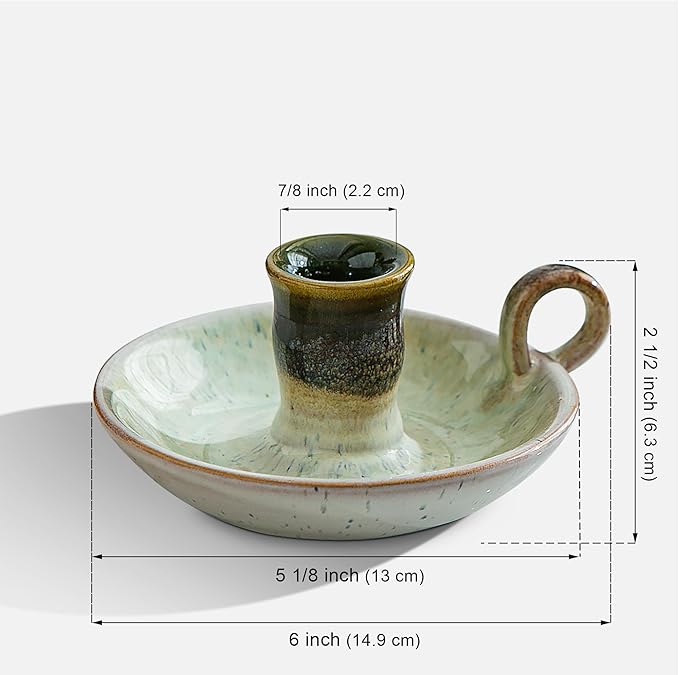 Candle Holder Ceramic Candlestick Holder, Candlelight Stand for Spell Candles, Taper Candles, and Incense, Halloween Christmas Dining Room Home Decoration Display-White and Green - Bloomnest