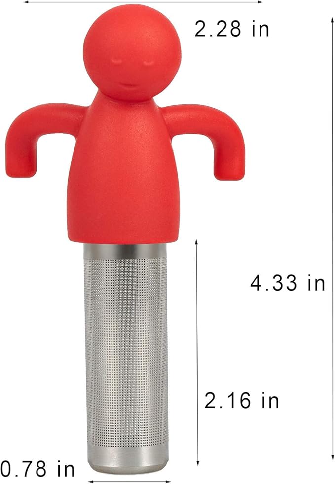Leden Tea Infuser Cute Tea Strainer for Loose Tea Stainless Steel Fine Mesh Tea Ball Steeper with Silicone Lid for Mug and Cup, Red - Bloomnest
